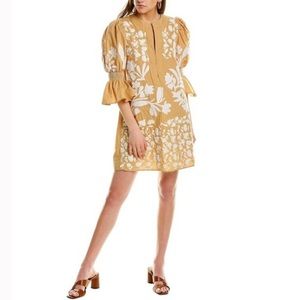 Calypso St Barth Katie Mimi beach dress, size Small, mocha w white embroidery